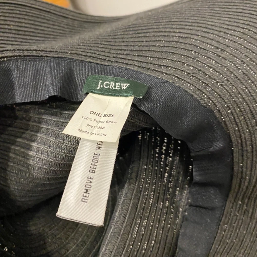 J.Crew Paper Straw Floppy Summer Beach Hat in Black - Picture 3 of 3